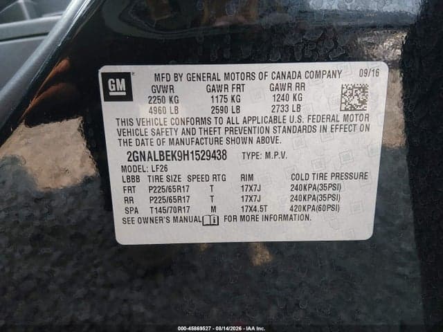2017 CHEVROLET EQUINOX LS 9