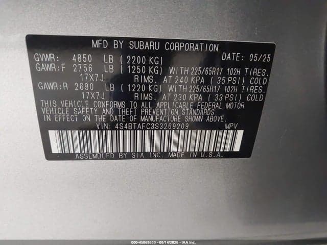 2025 SUBARU OUTBACK PREMIUM 9