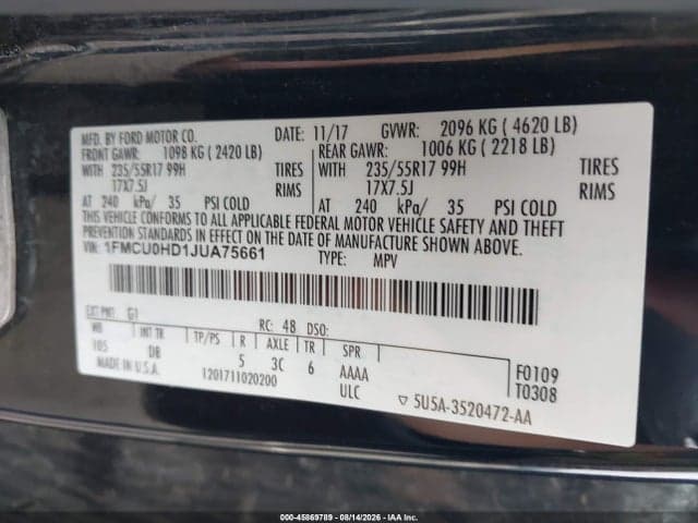 2018 FORD ESCAPE SEL 9