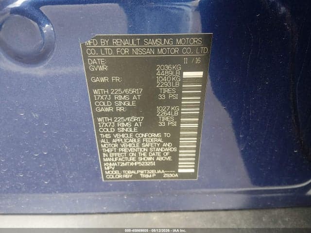 2017 NISSAN ROGUE S 9