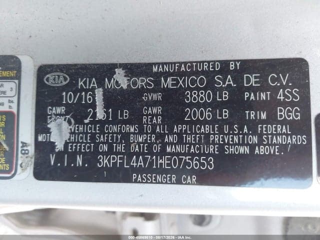 2017 KIA FORTE LX 9