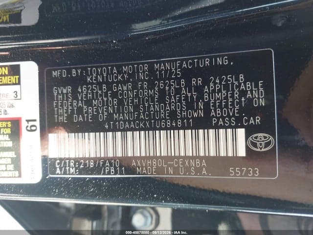 2026 TOYOTA CAMRY LE 9