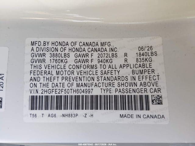 2026 HONDA CIVIC SPORT 9