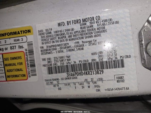 2019 FORD FUSION SE 9