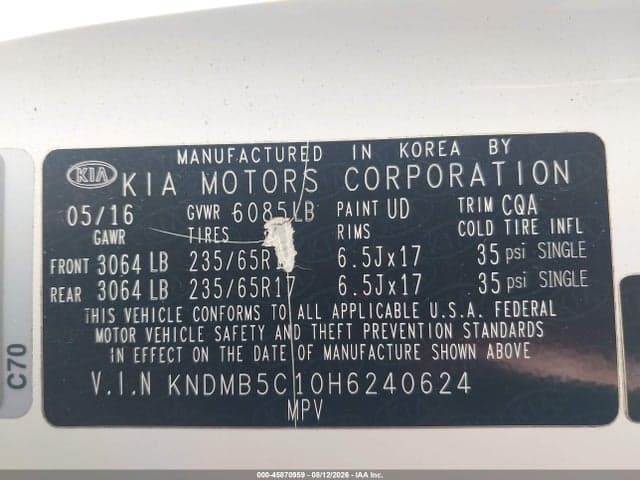 2017 KIA SEDONA LX 9