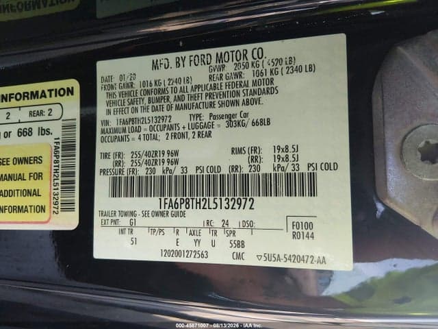 2020 FORD MUSTANG ECOBOOST PREMIUM FASTBACK 9