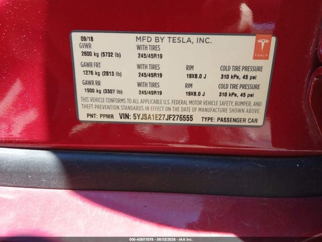 2018 TESLA MODEL S 100D/75D/P100D 9