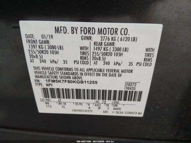 2019 FORD EXPLORER LIMITED 9