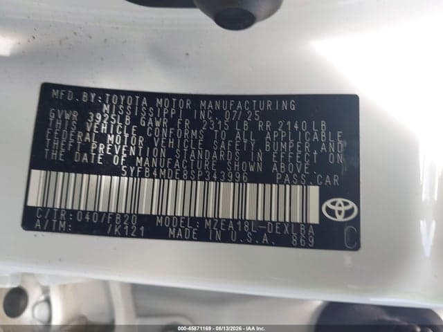 2025 TOYOTA COROLLA LE 9