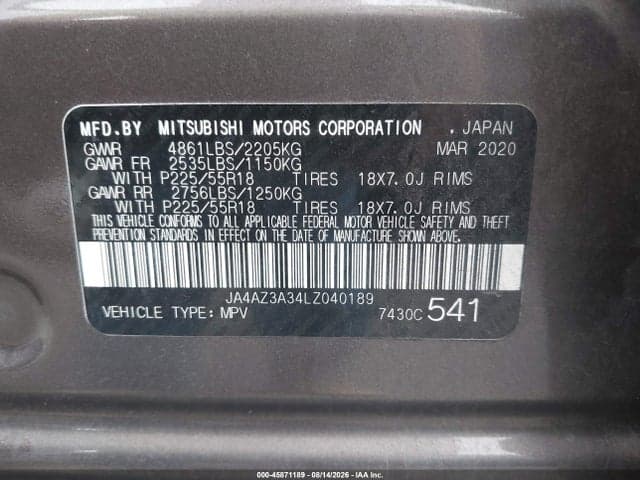 2020 MITSUBISHI OUTLANDER SE 2.4 S-AWC 9