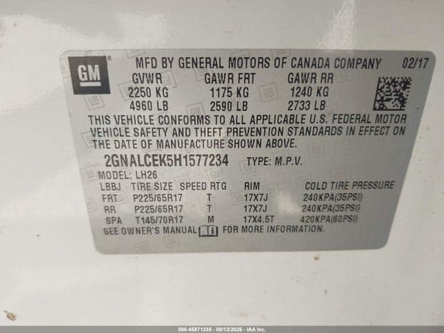 2017 CHEVROLET EQUINOX LT 9