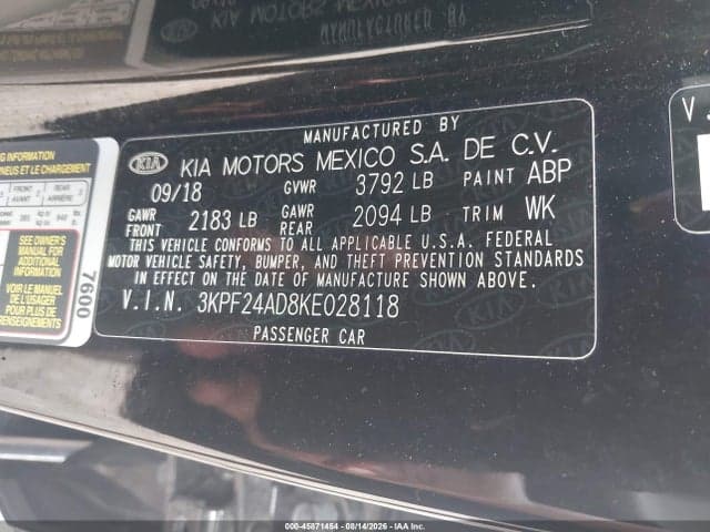 2019 KIA FORTE FE 9