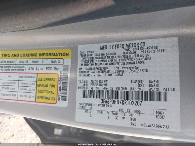 2019 FORD FUSION SE 9