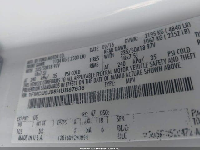 2017 FORD ESCAPE TITANIUM 9