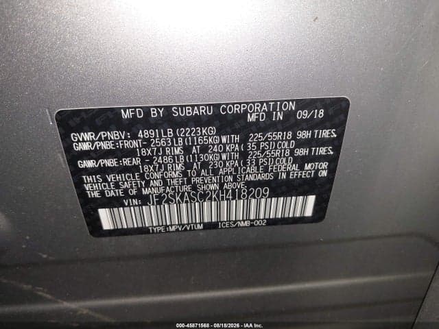 2019 SUBARU FORESTER LIMITED 9
