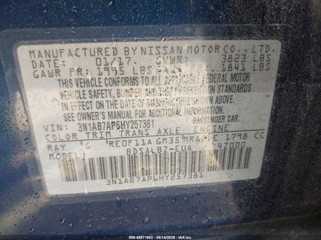 2017 NISSAN SENTRA S 9