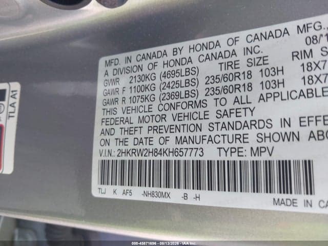 2019 HONDA CR-V EX-L 9