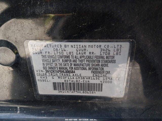 2017 NISSAN VERSA 1.6 SV 9