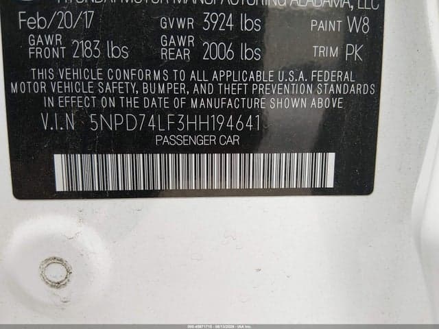 2017 HYUNDAI ELANTRA SE 9