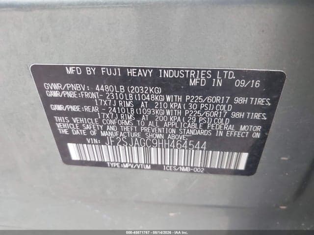 2017 SUBARU FORESTER 2.5I PREMIUM 9