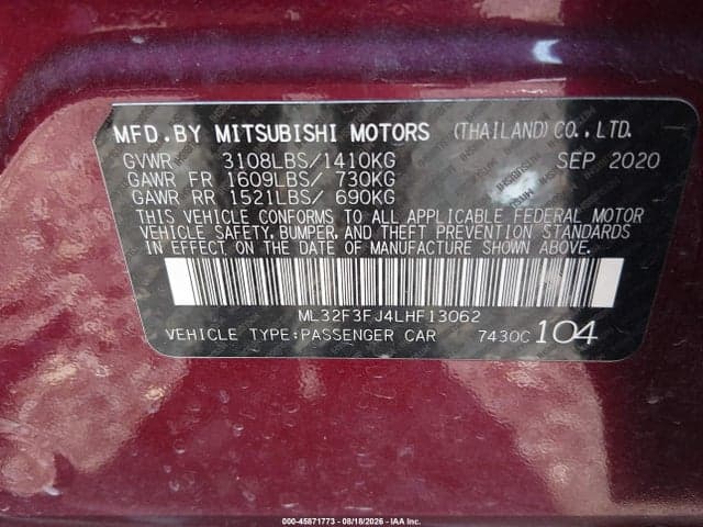2020 MITSUBISHI MIRAGE G4 ES 9