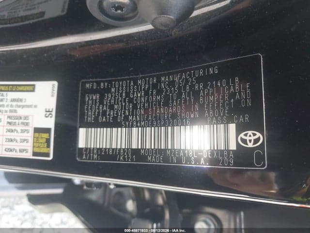 2025 TOYOTA COROLLA LE 9