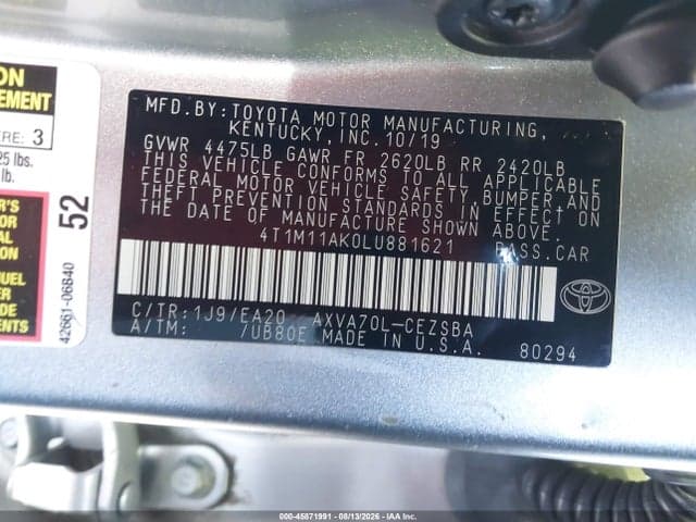 2020 TOYOTA CAMRY SE 9