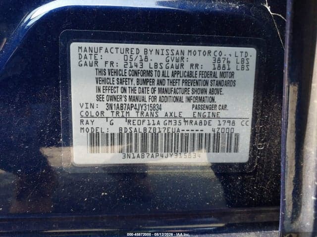 2018 NISSAN SENTRA S 9