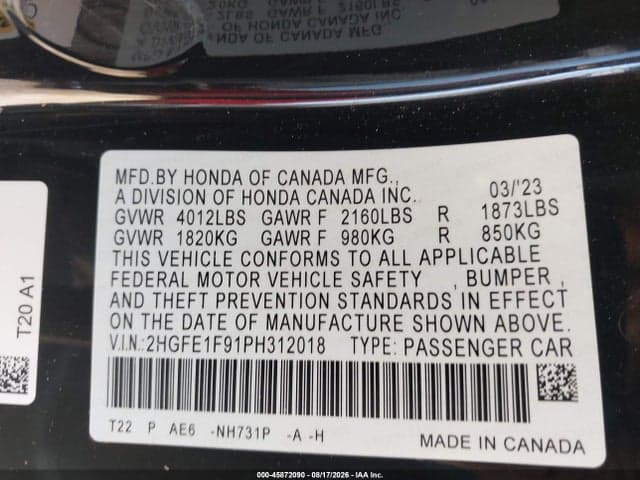2023 HONDA CIVIC TOURING 9