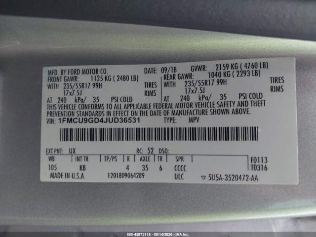 2018 FORD ESCAPE SE 9