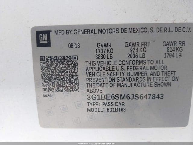 2018 CHEVROLET CRUZE LT AUTO 9