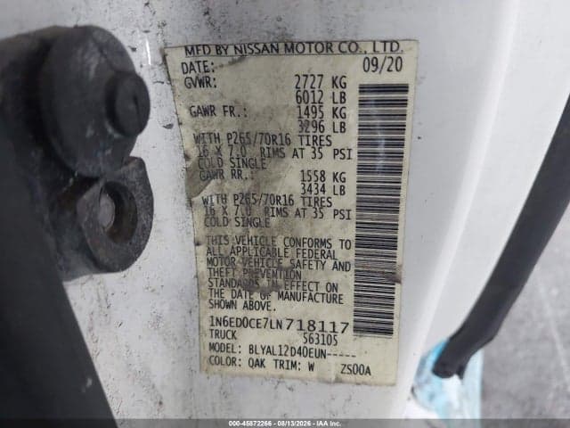 2020 NISSAN FRONTIER KING CAB S 4X2 9