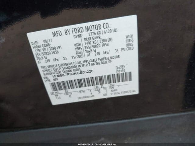 2017 FORD EXPLORER LIMITED 9