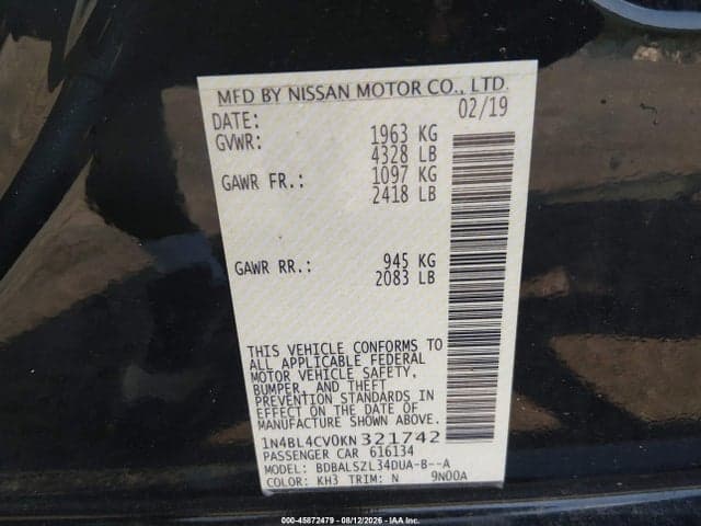 2019 NISSAN ALTIMA 2.5 SR 9