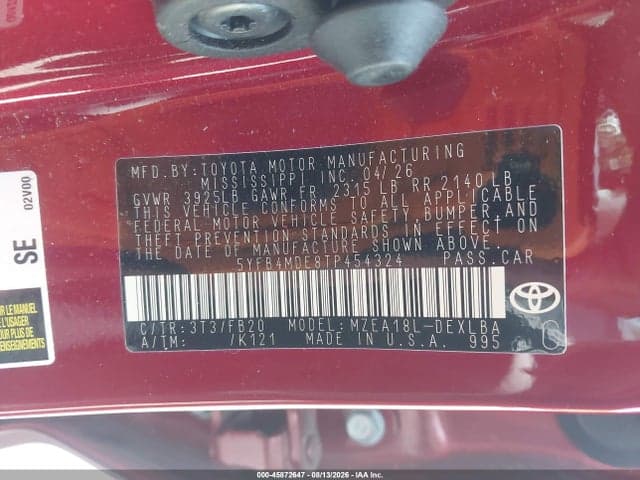 2026 TOYOTA COROLLA LE 9