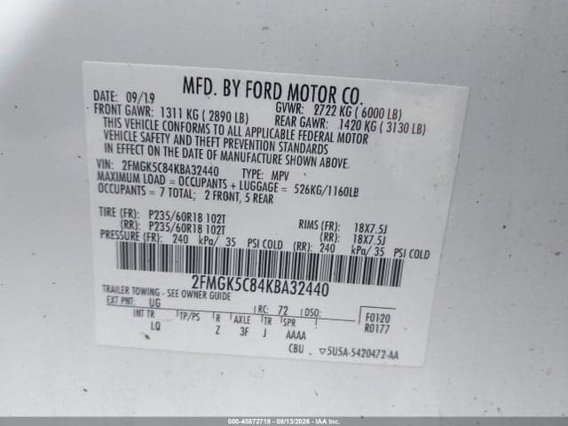 2019 FORD FLEX SEL 9