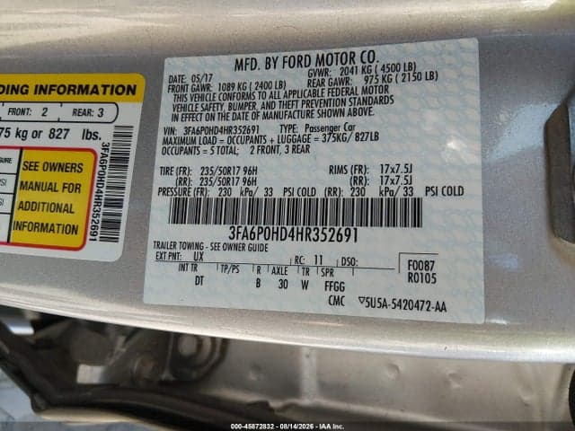 2017 FORD FUSION SE 9