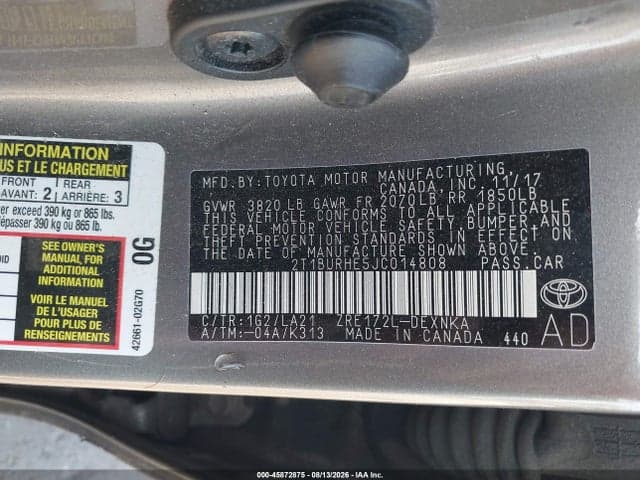 2018 TOYOTA COROLLA XLE 9