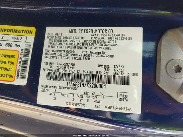 2019 FORD MUSTANG ECOBOOST 9