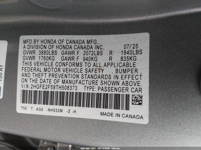 2026 HONDA CIVIC SPORT 9