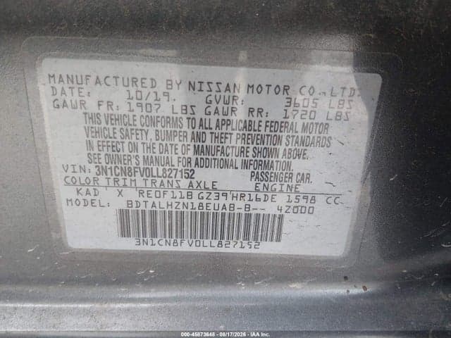 2020 NISSAN VERSA SR XTRONIC CVT 9