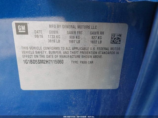 2017 CHEVROLET CRUZE LT MANUAL 9