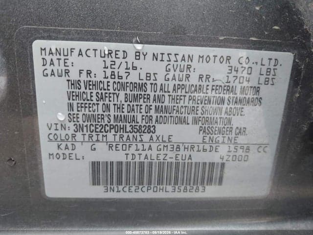 2017 NISSAN VERSA NOTE SL 9