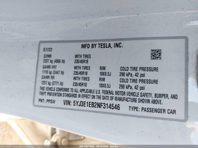 2022 TESLA MODEL 3 LONG RANGE DUAL MOTOR ALL-WHEEL DRIVE 9