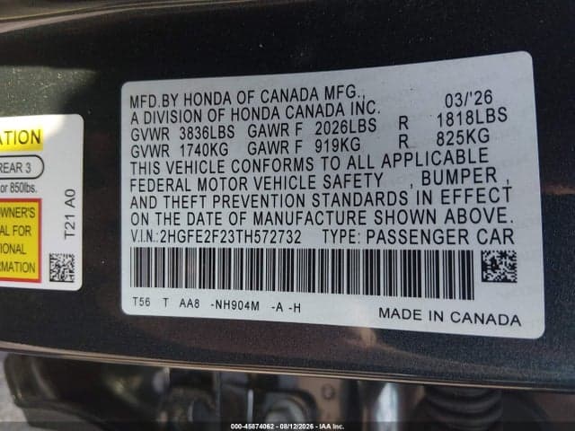 2026 HONDA CIVIC LX 9