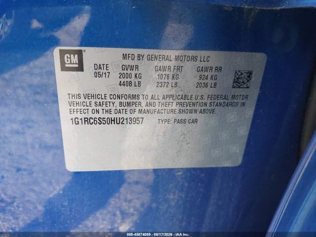 2017 CHEVROLET VOLT LT 9