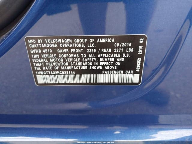 2017 VOLKSWAGEN PASSAT 1.8T SE 9