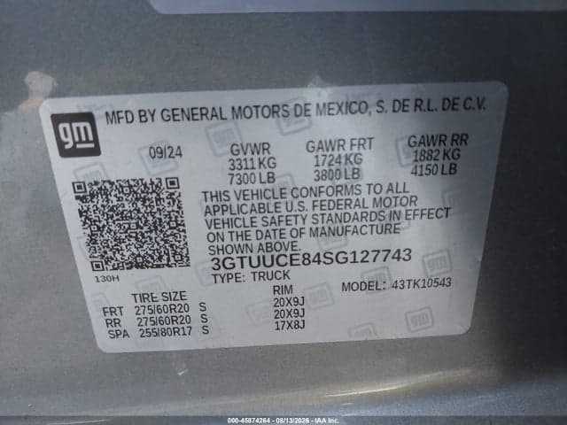 2025 GMC SIERRA 1500 4WD SHORT BOX ELEVATION WITH 3SB 9