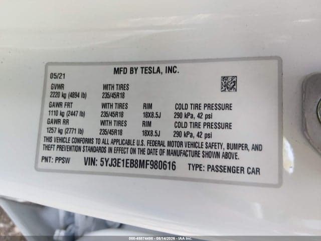 2021 TESLA MODEL 3 LONG RANGE DUAL MOTOR ALL-WHEEL DRIVE 9