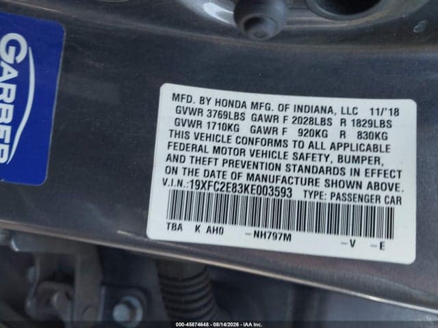 2019 HONDA CIVIC SPORT 9